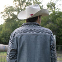 Lazy J Ranch Men's Aztec Print Bonded Jacket - Grey-