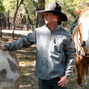 Lazy J Ranch Men's Aztec Print Bonded Jacket - Grey-