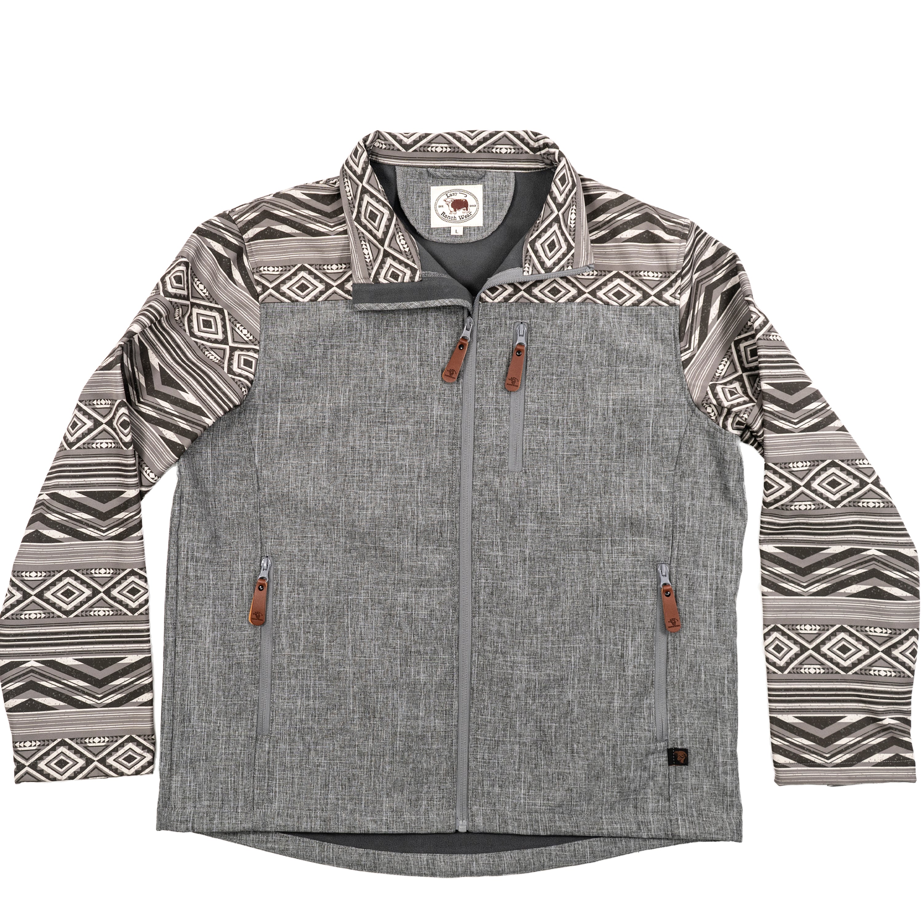 Lazy J Ranch Men's Aztec Print Bonded Jacket - Grey – Lazy J