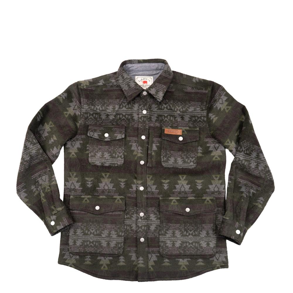 Lazy J Ranch Men's Aztec Print Jacket - Green-Lazy J Ranch Wear