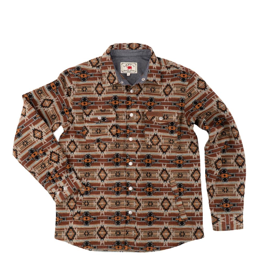 Lazy J Ranch Men's Aztec Print Jacket - Rust-Lazy J Ranch Wear