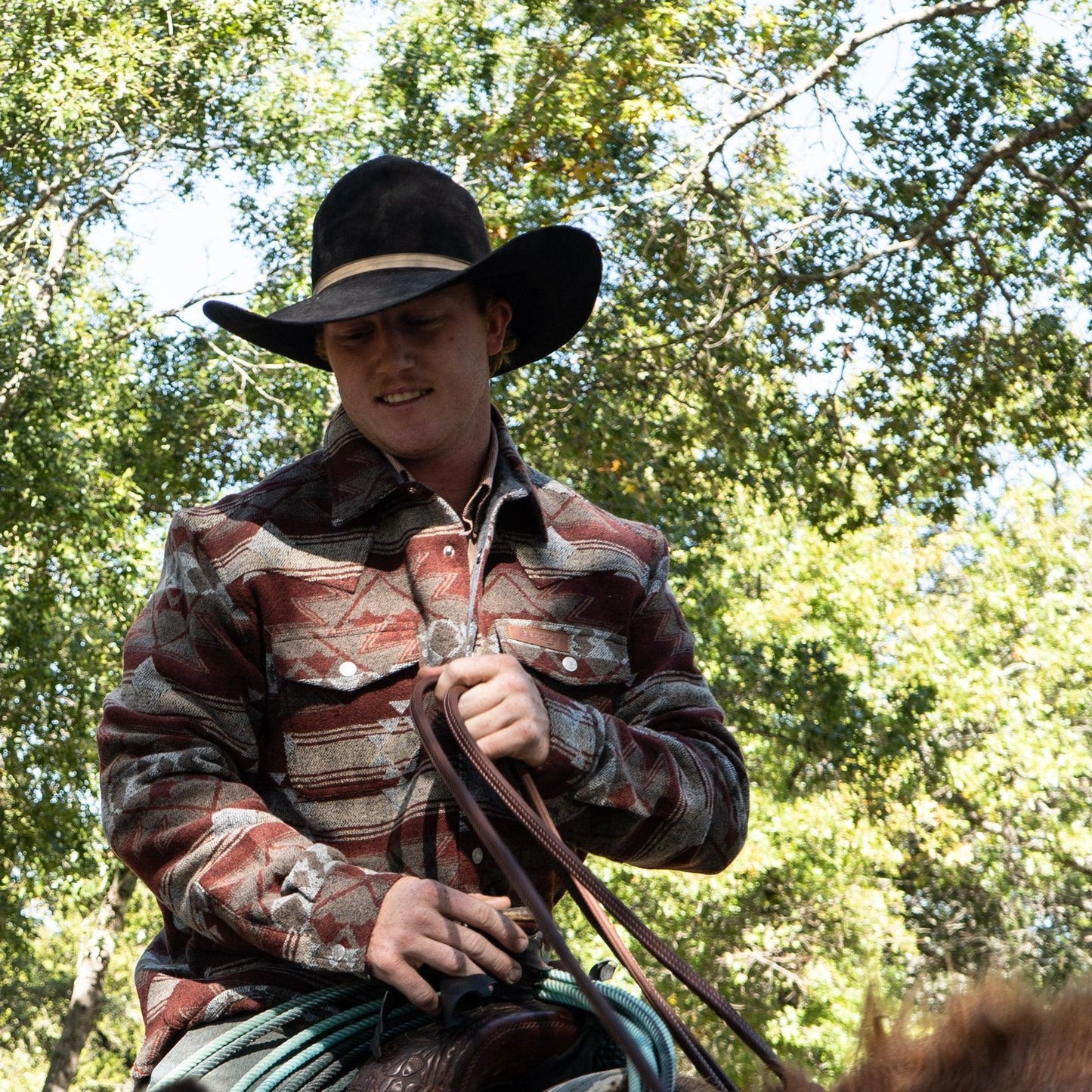 Lazy J Ranch Men's Aztec Ranch Jacket - Rust-Lazy J Ranch Wear