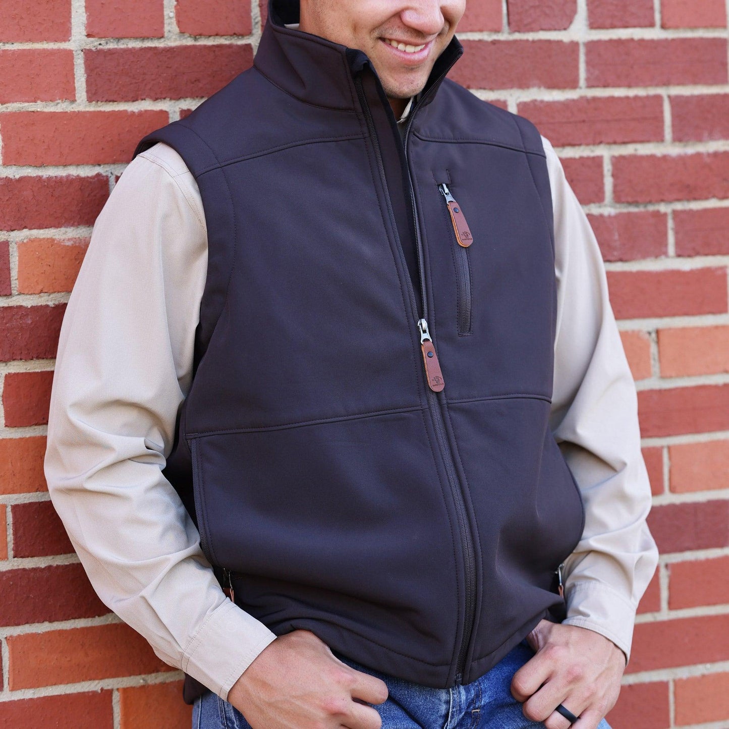 Lazy J Ranch Men's Bonded Vest - Brown-Lazy J Ranch Wear