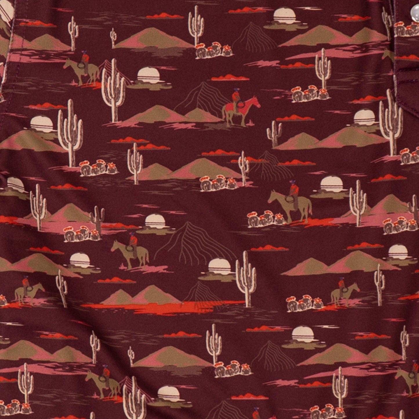 Lazy J Ranch Men's Cactus Print Performance Polo Shirt - Maroon-Polo-Lazy J Ranch Wear