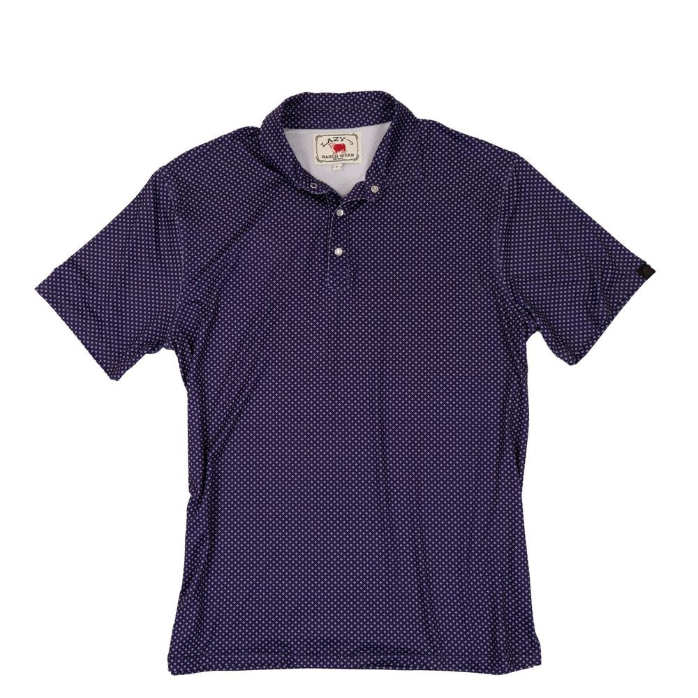 Lazy J Ranch Men's Diamond Print Performance Polo Shirt - Purple-Polo-Lazy J Ranch Wear
