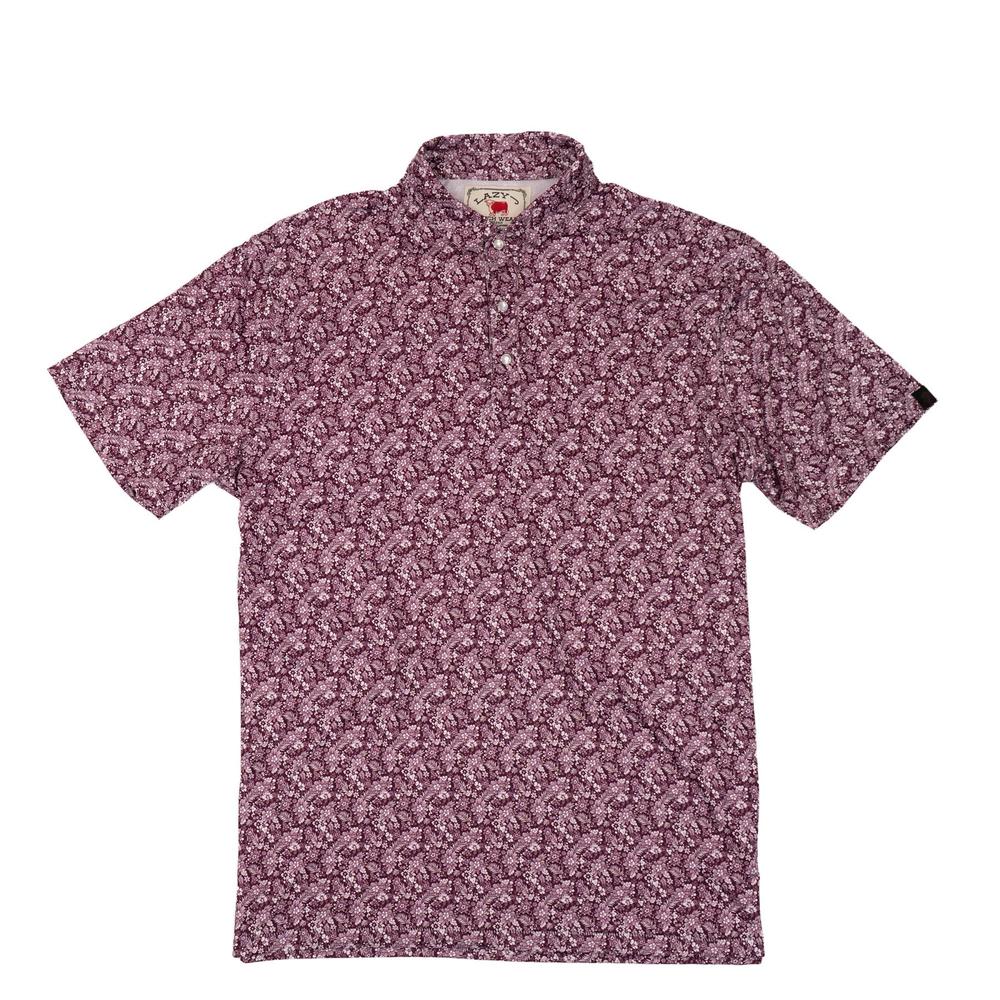 Lazy J Ranch Men's Floral Print Performance Polo Shirt - Purple-Polo-Lazy J Ranch Wear