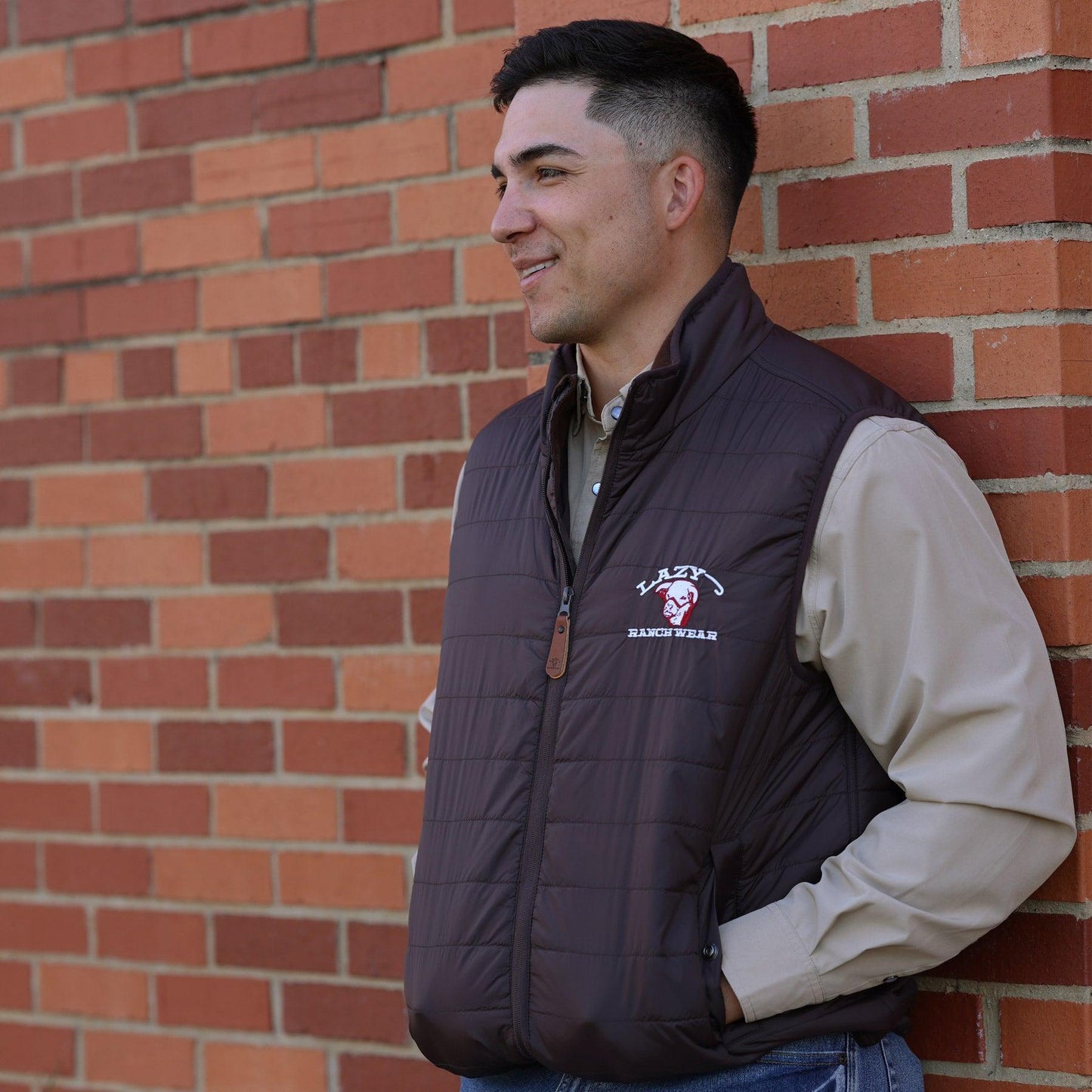 Lazy J Ranch Men's Lightweight Relaxed Fit Vest - Brown-Lazy J Ranch Wear
