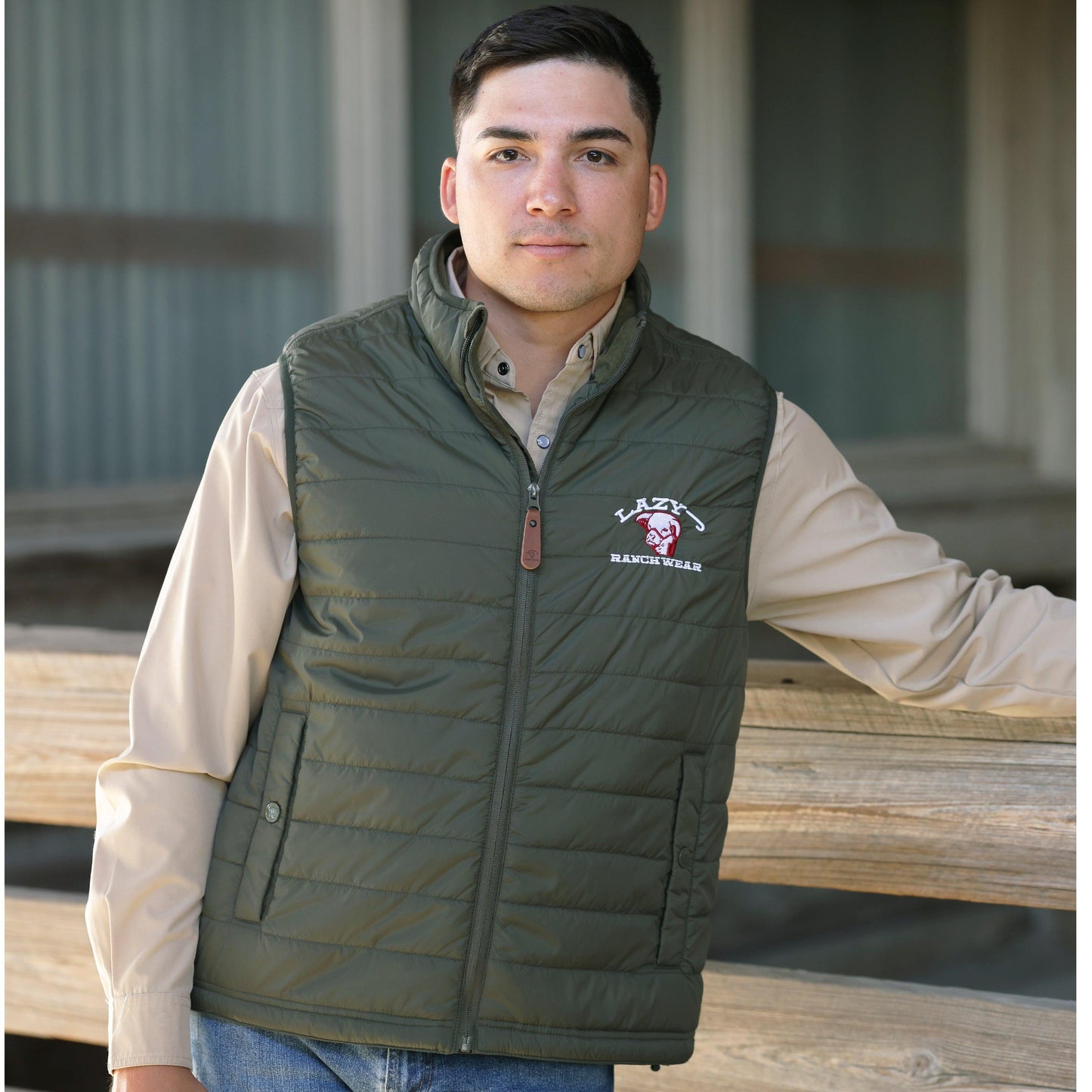 Lazy J Ranch Men's Lightweight Relaxed Fit Vest - Green-Lazy J Ranch Wear
