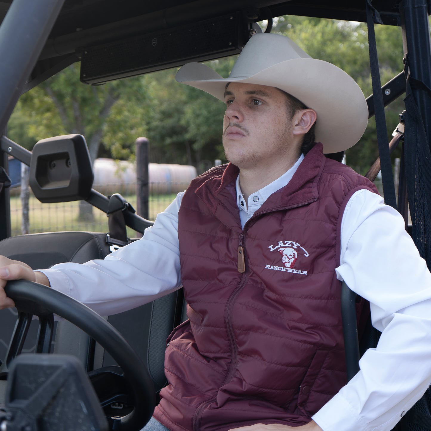 Lazy J Ranch Men's Lightweight Relaxed Fit Vest - Maroon-Lazy J Ranch Wear