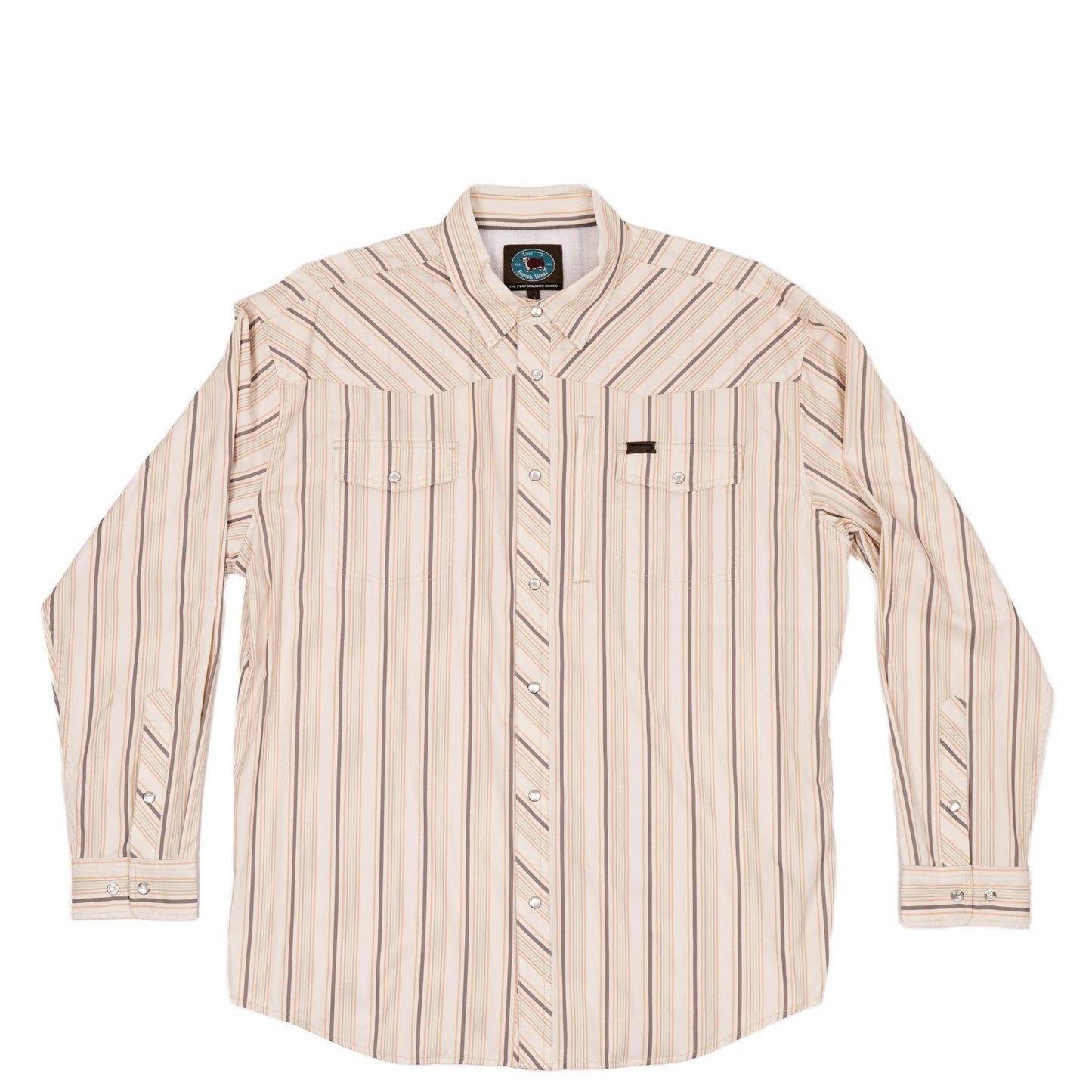 Lazy J Ranch Men's Long Sleeve Pearl Snap Shirt - Pink/Grey Stripe-Lazy J Ranch Wear