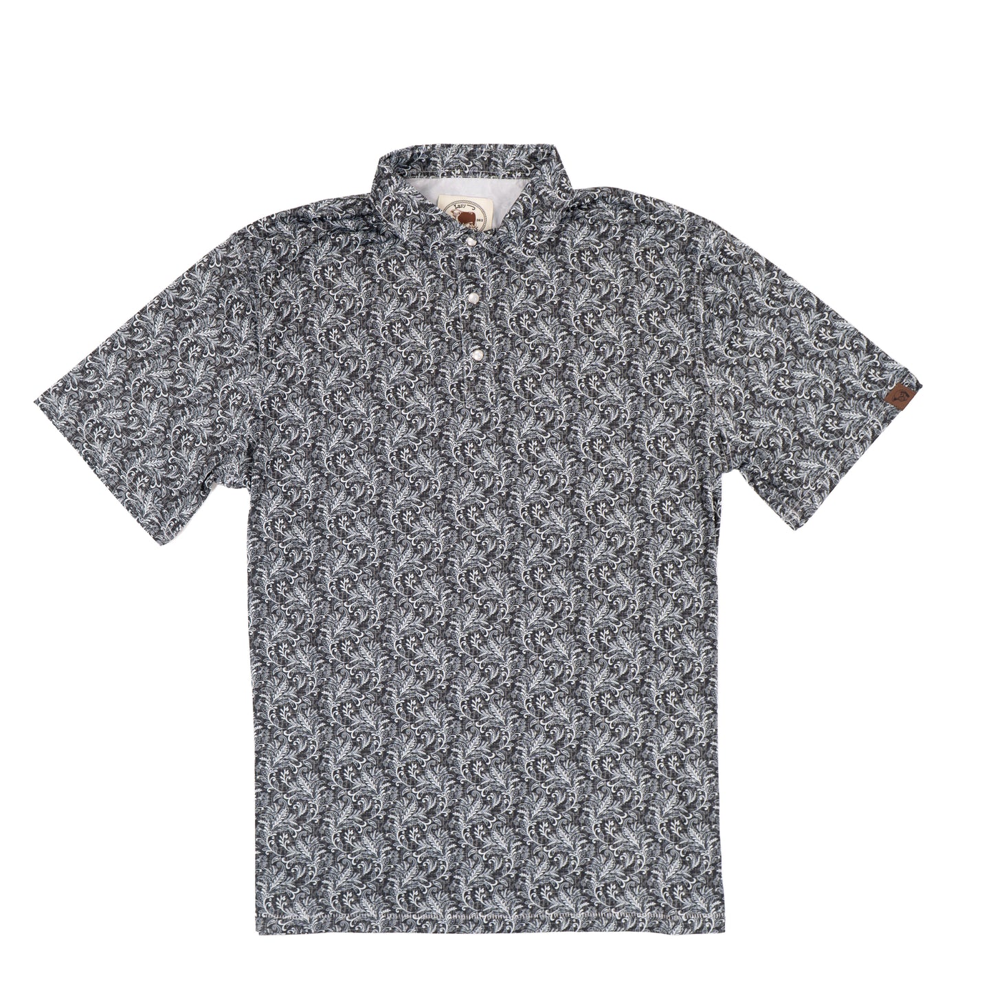 Lazy J Ranch Men's Paisley Print Performance Polo Shirt - Black-Lazy J Ranch Wear