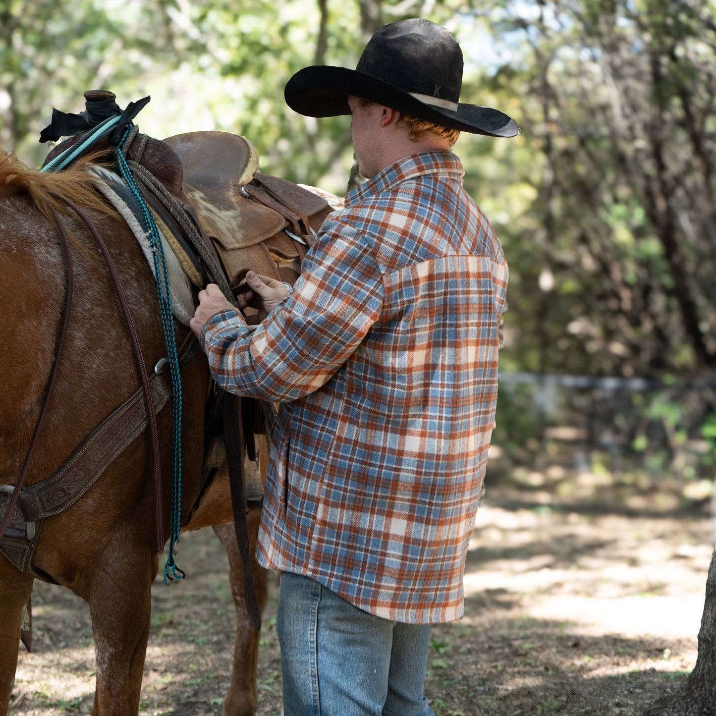 Lazy J Ranch Men's Plaid Jacket - Rust-
