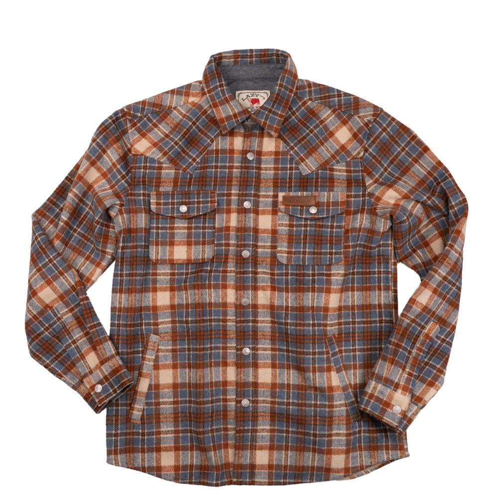 Lazy J Ranch Men's Plaid Jacket - Rust-Lazy J Ranch Wear
