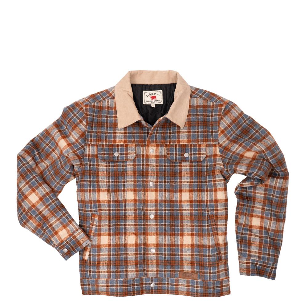 Lazy J Ranch Men's Plaid Trucker Jacket - Rust-