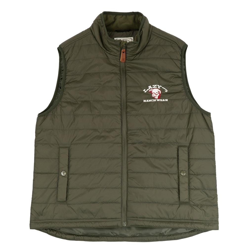 Lazy J Ranch Men's Poly Fill Vest - Camo Green-Men's Vest-Lazy J Ranch Wear