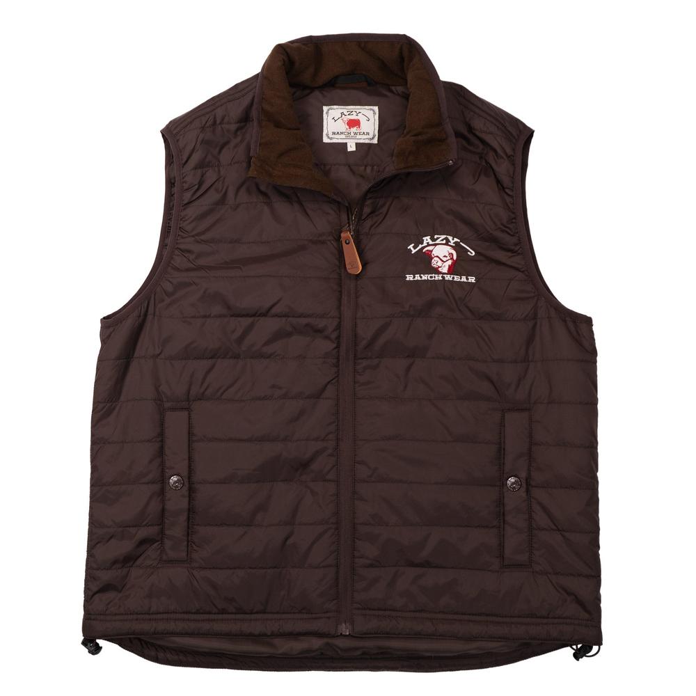 Lazy J Ranch Men's Poly Fill Vest - Chocolate-Men's Vest-Lazy J Ranch Wear