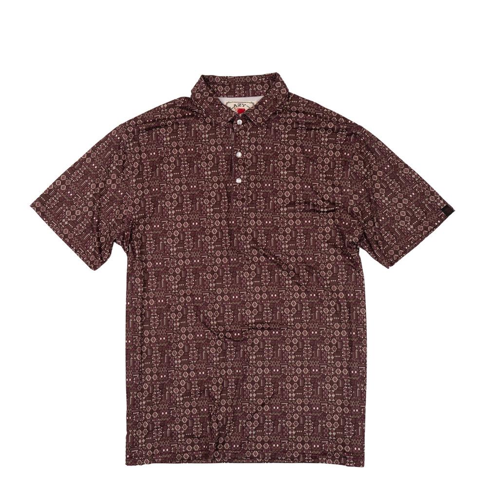 Lazy J Ranch Men's Print Performance Polo Shirt - Maroon-Polo-Lazy J Ranch Wear