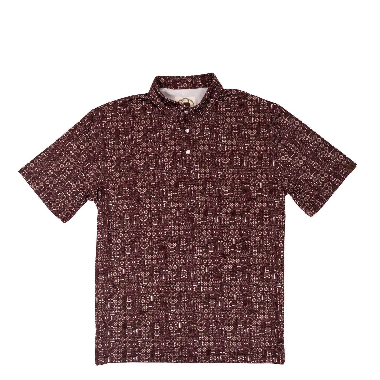 Lazy J Ranch Men's Print Performance Polo Shirt - Maroon-Lazy J Ranch Wear