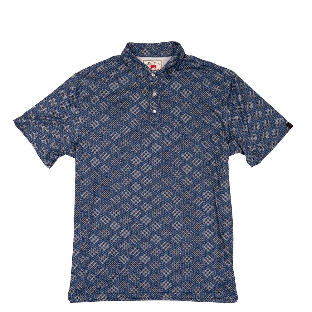 Lazy J Ranch Men's Print Performance Polo Shirt - Navy-Polo-Lazy J Ranch Wear