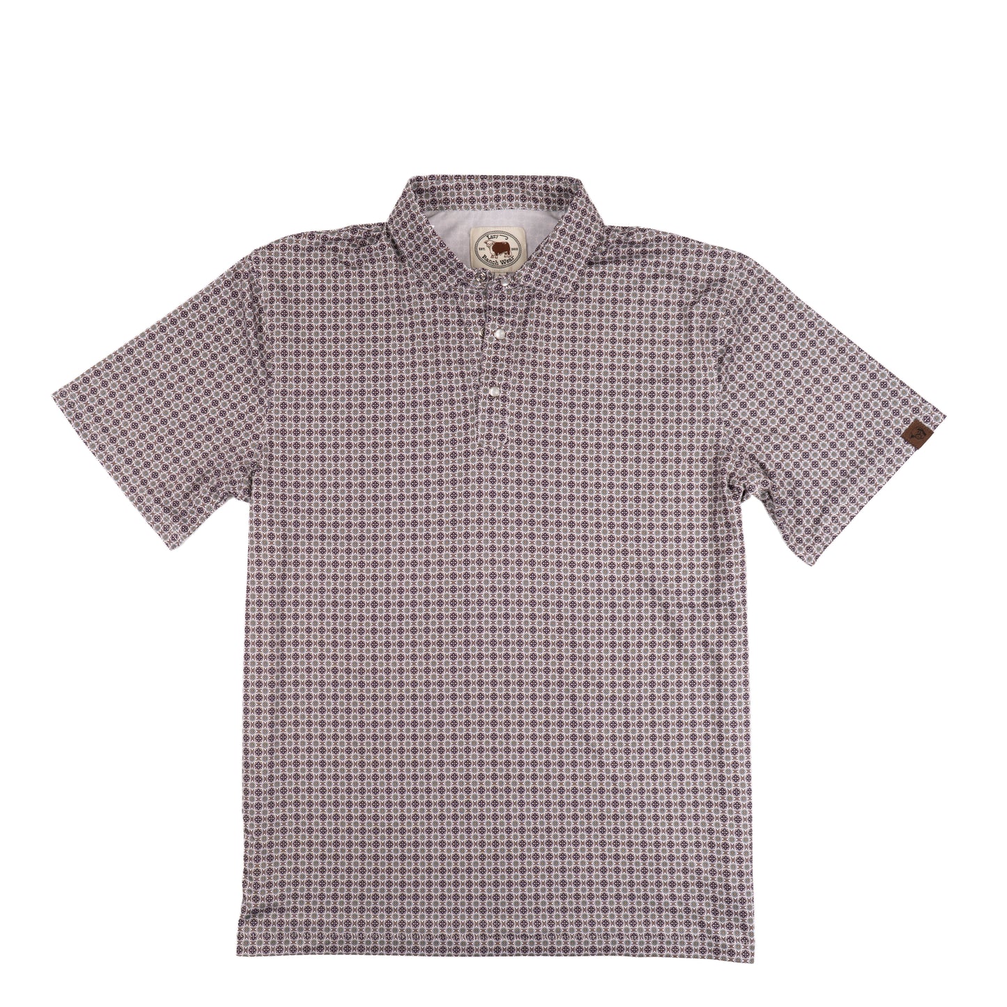 Lazy J Ranch Men's Print Performance Polo Shirt - Purple-Lazy J Ranch Wear