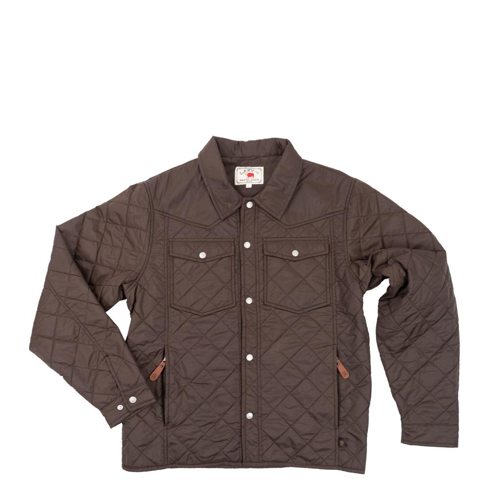 Lazy J Ranch Men's Quilted Poly Fill Jacket - Chocolate-Lazy J Ranch Wear