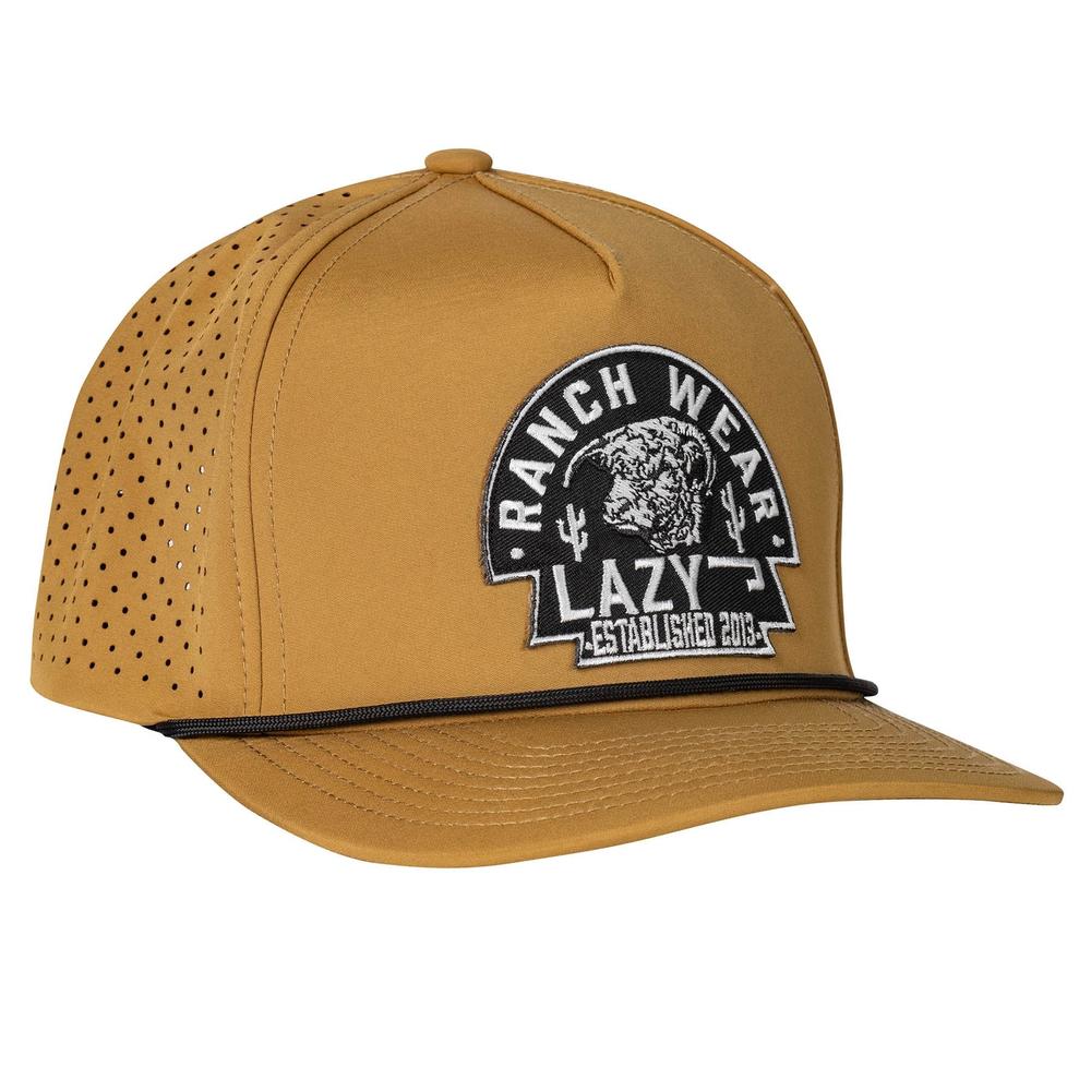 Lazy J Ranch Mustard Black Arrowhead Performance Rope Trucker Hat-Lazy J Ranch Wear