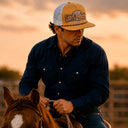 Lazy J Ranch Mustard & White Diamond Banner Classic Rope Trucker Hat-