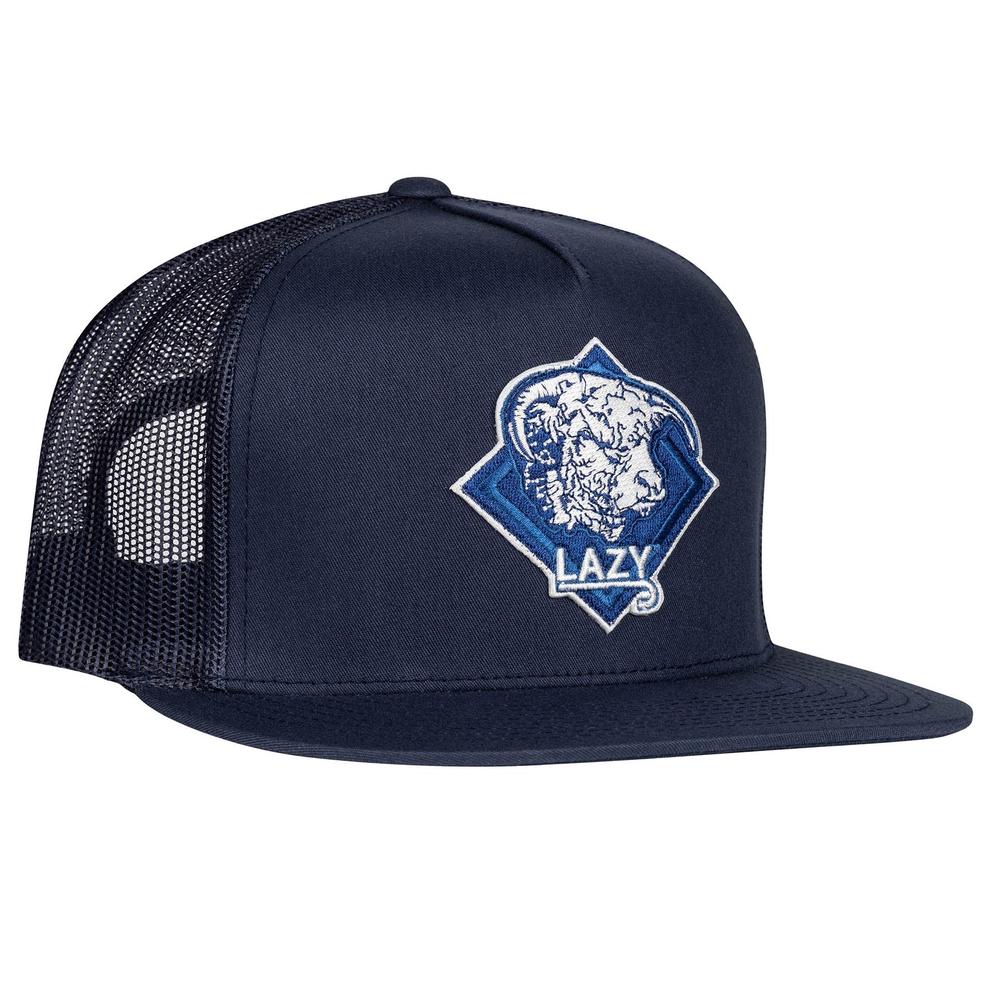 
                  
                    Lazy J Ranch Navy Blue Diamond Hereford Classic Five Panel Trucker Hat-Lazy J Ranch Wear
                  
                