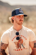 Lazy J Ranch Navy Bull Wagon Classic Rope Trucker Hat-