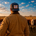 Lazy J Ranch Navy Feed Wagon Classic Rope Trucker Hat-