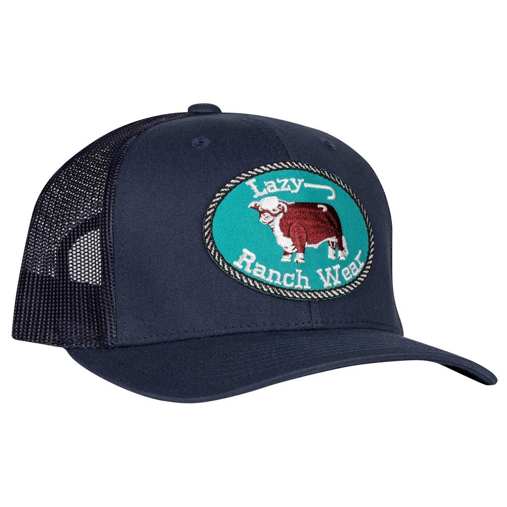 Lazy J Ranch Navy Original Buckle Mid Profile Trucker Hat-Lazy J Ranch Wear