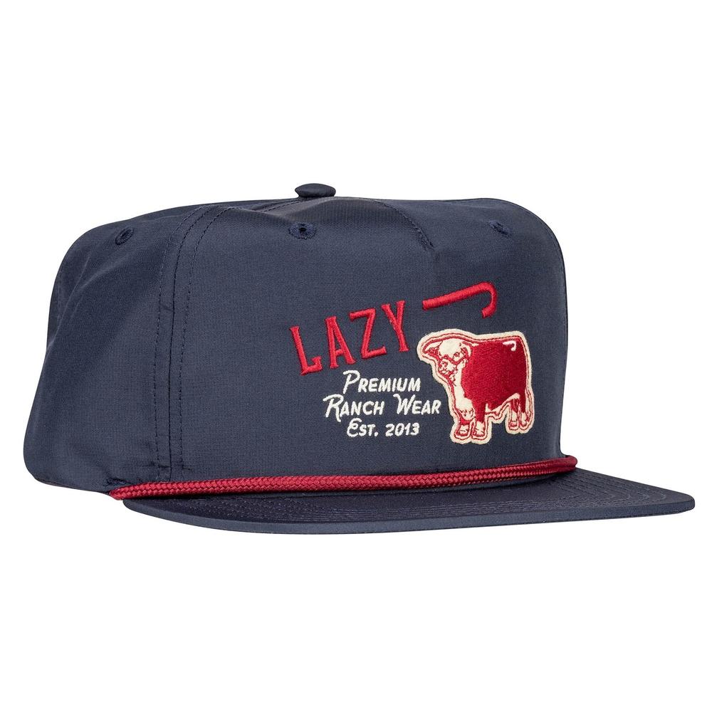 Lazy J Ranch Navy Red Premium Ranch Rope Trucker Hat-