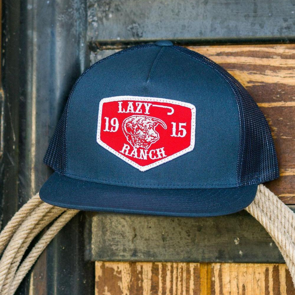 
                  
                    Lazy J Ranch Navy Red Ranch Classic Five Panel Trucker Hat-Lazy J Ranch Wear
                  
                