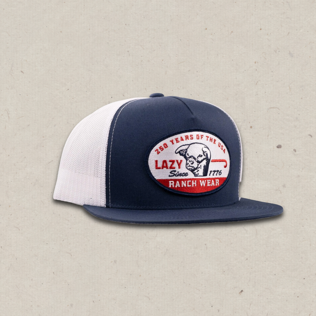 Lazy J Ranch Navy & White 1776 Classic Five Panel Trucker Hat-