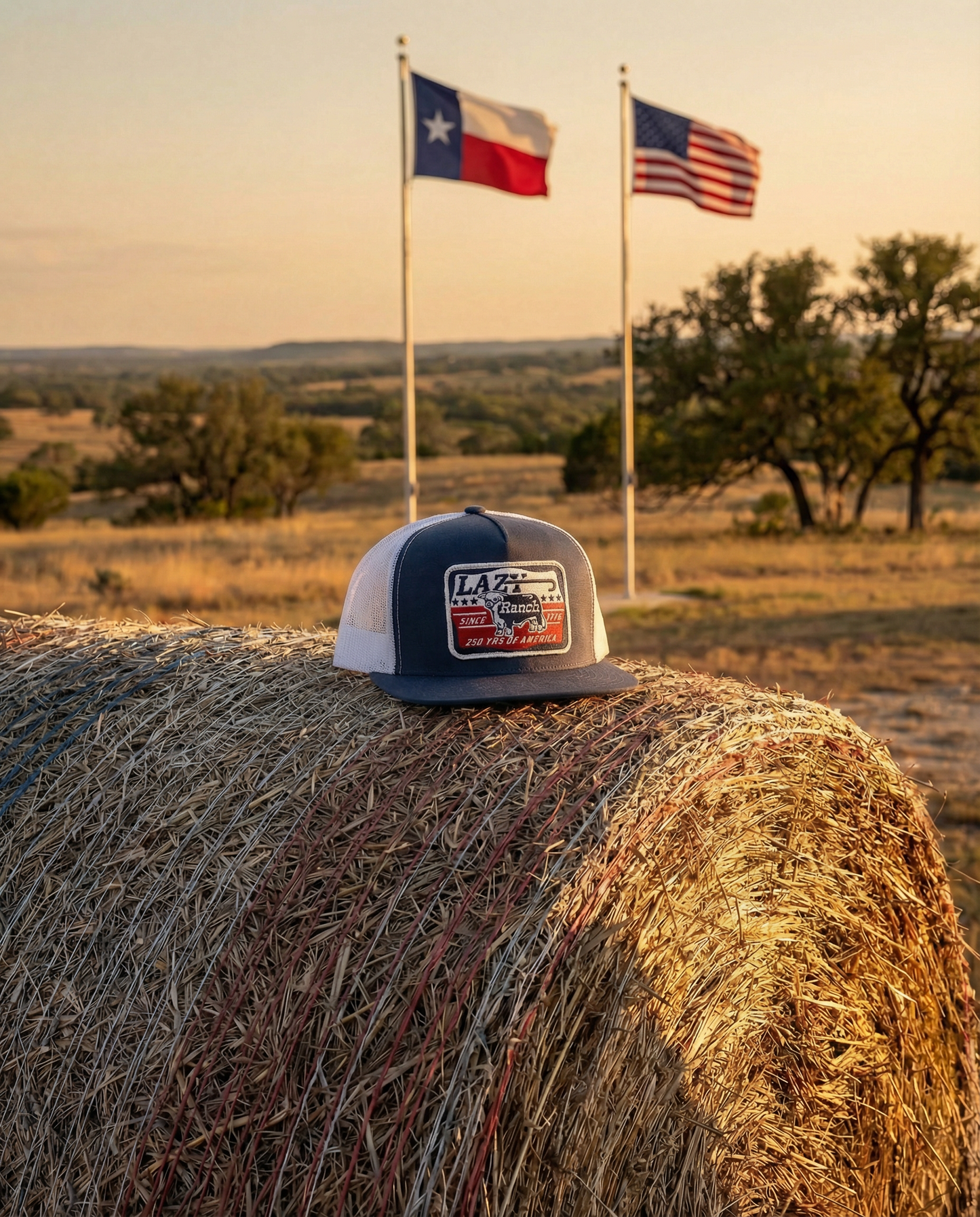 Lazy J Ranch Navy & White Liberty Classic Five Panel Trucker Hat-