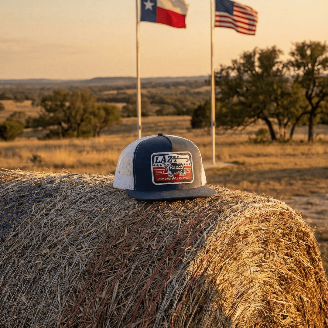 Lazy J Ranch Navy & White Liberty Classic Five Panel Trucker Hat-