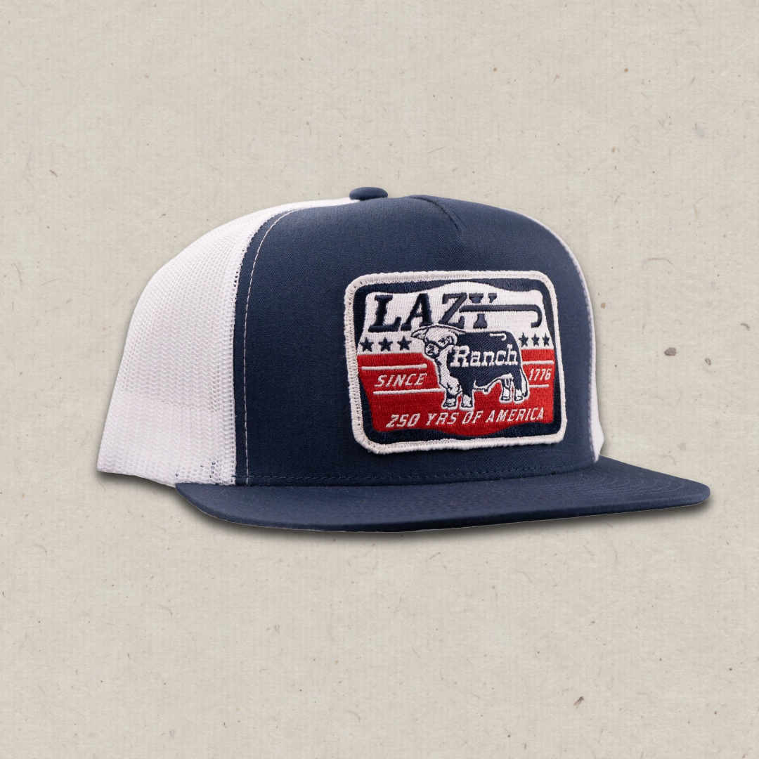Lazy J Ranch Navy & White Liberty Classic Five Panel Trucker Hat-