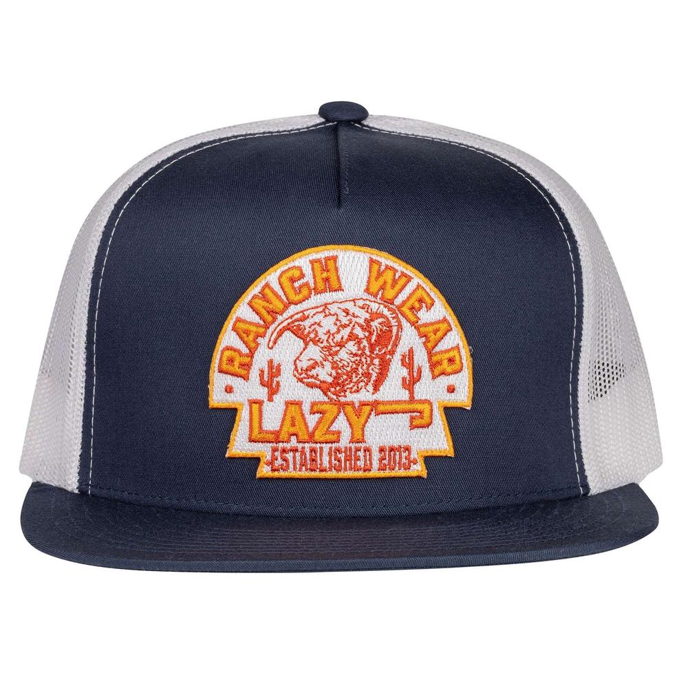 Lazy J Ranch Navy & White Rusty Arrowhead Classic Five Panel Trucker Hat-Lazy J Ranch Wear