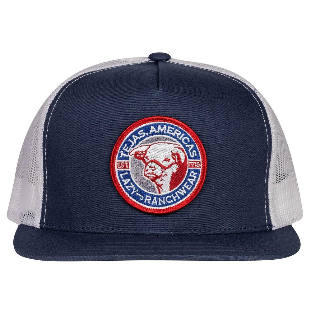 Lazy J Ranch Navy & White Tejas Patch Classic Five Panel Trucker Hat-Lazy J Ranch Wear