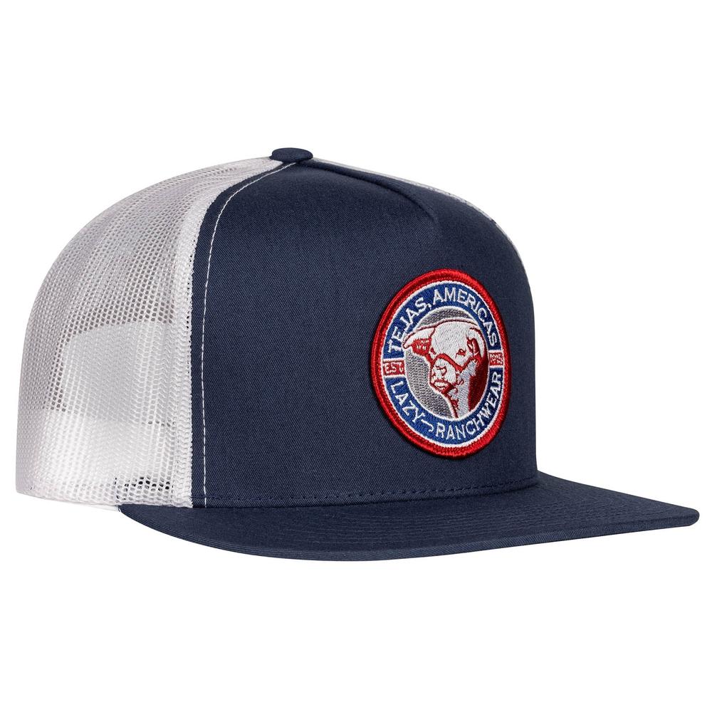 Lazy J Ranch Navy & White Tejas Patch Classic Five Panel Trucker Hat-Lazy J Ranch Wear