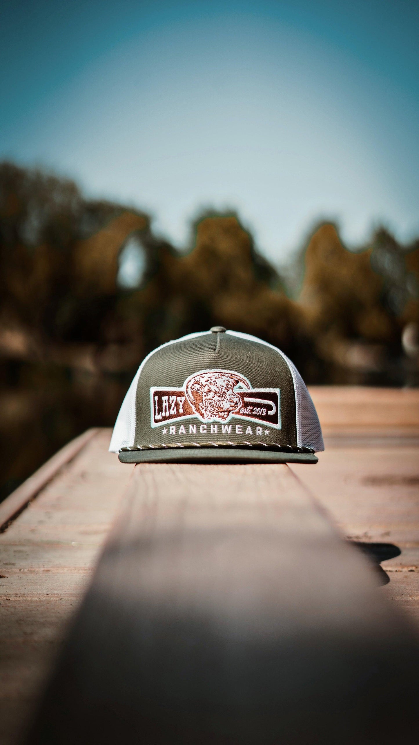 Lazy J Ranch Olive & White Diamond Banner Classic Rope Trucker Hat-