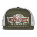 Lazy J Ranch Olive & White Diamond Banner Classic Rope Trucker Hat-