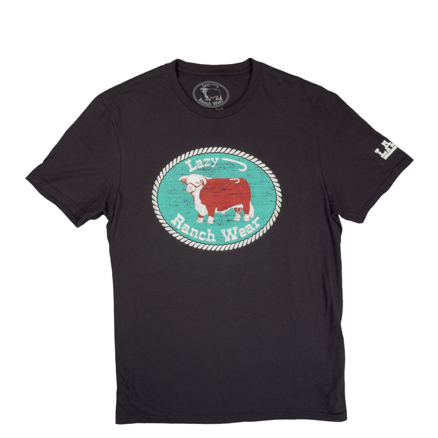 Lazy J Ranch Original Buckle Short Sleeve T-Shirt - Black-