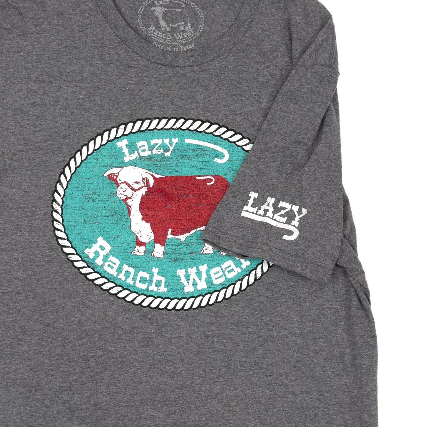 Lazy J Ranch Original Buckle Short Sleeve T-Shirt - Grey-