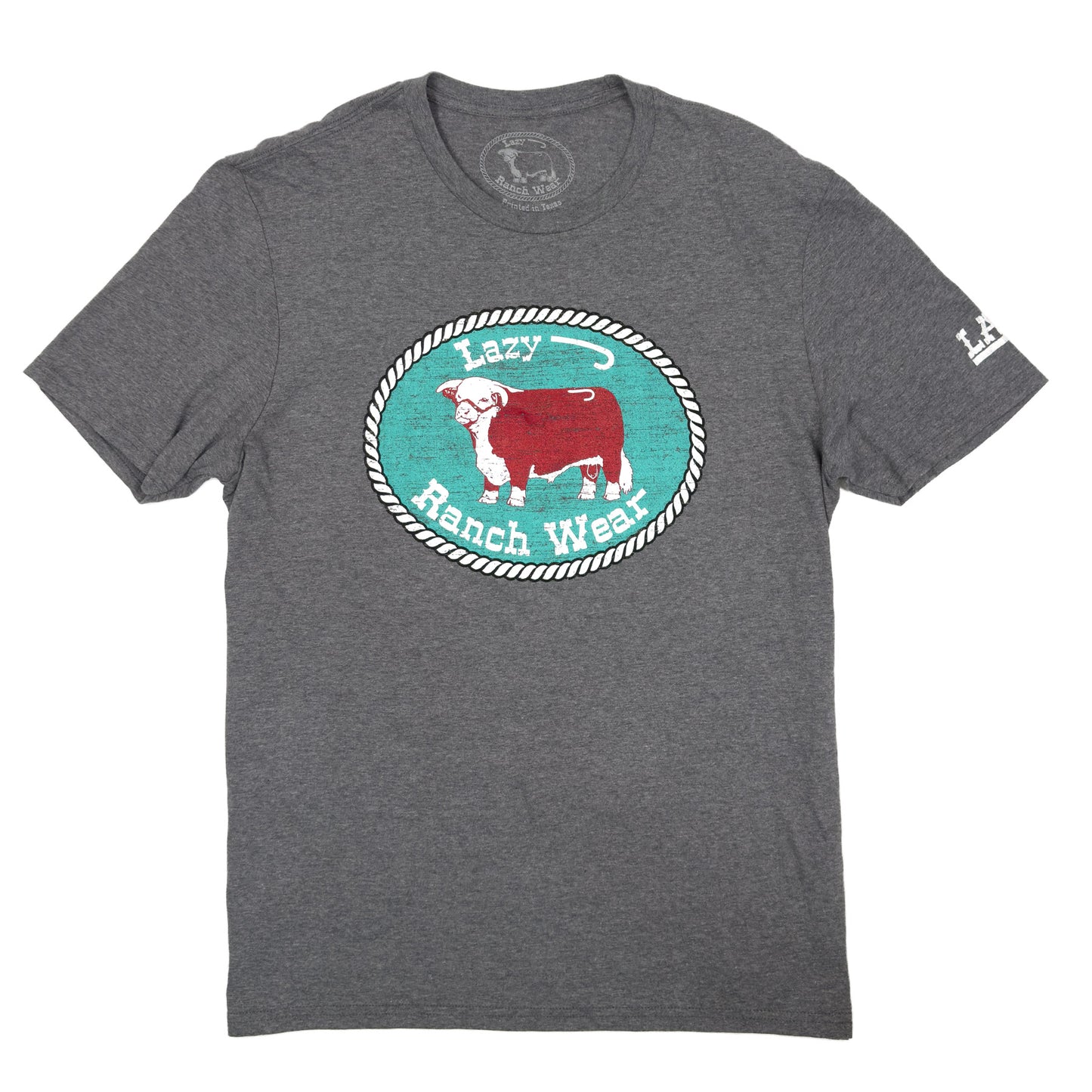 Lazy J Ranch Original Buckle Short Sleeve T-Shirt - Grey-