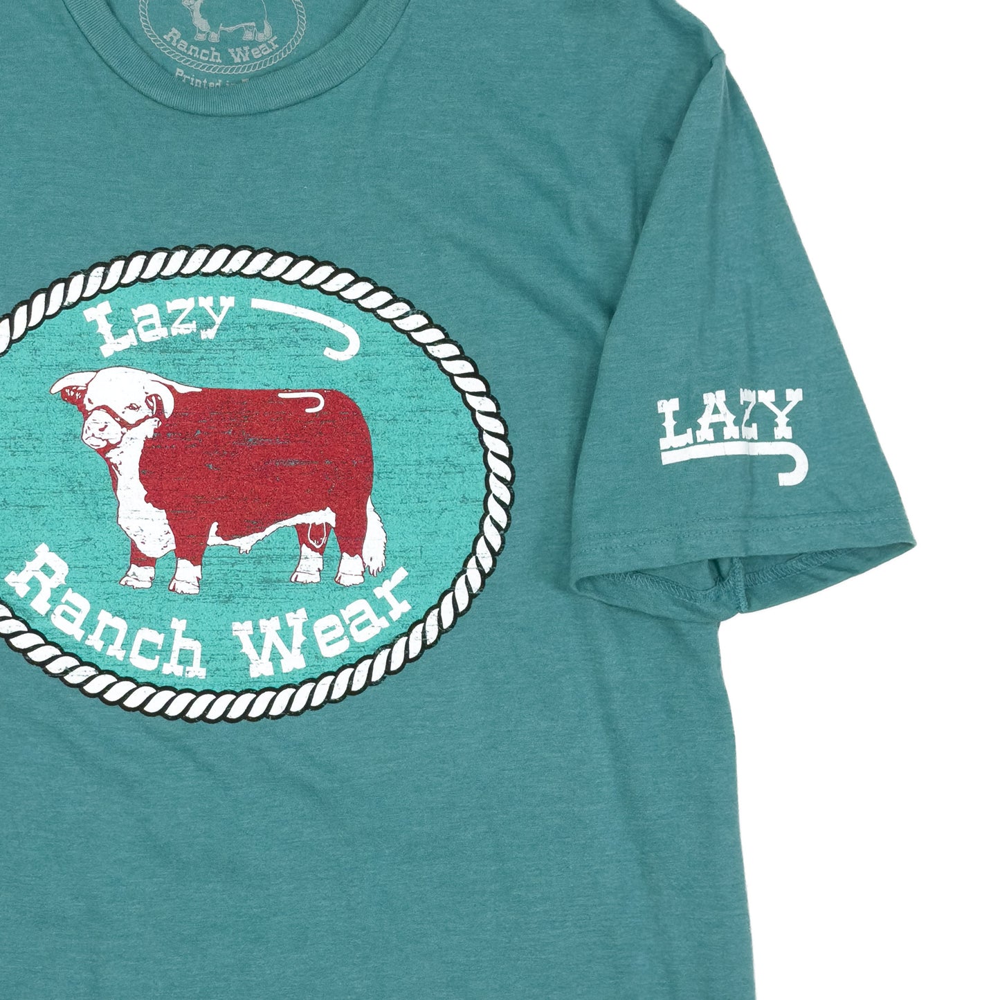 Lazy J Ranch Original Buckle Short Sleeve T-Shirt - Turquoise-