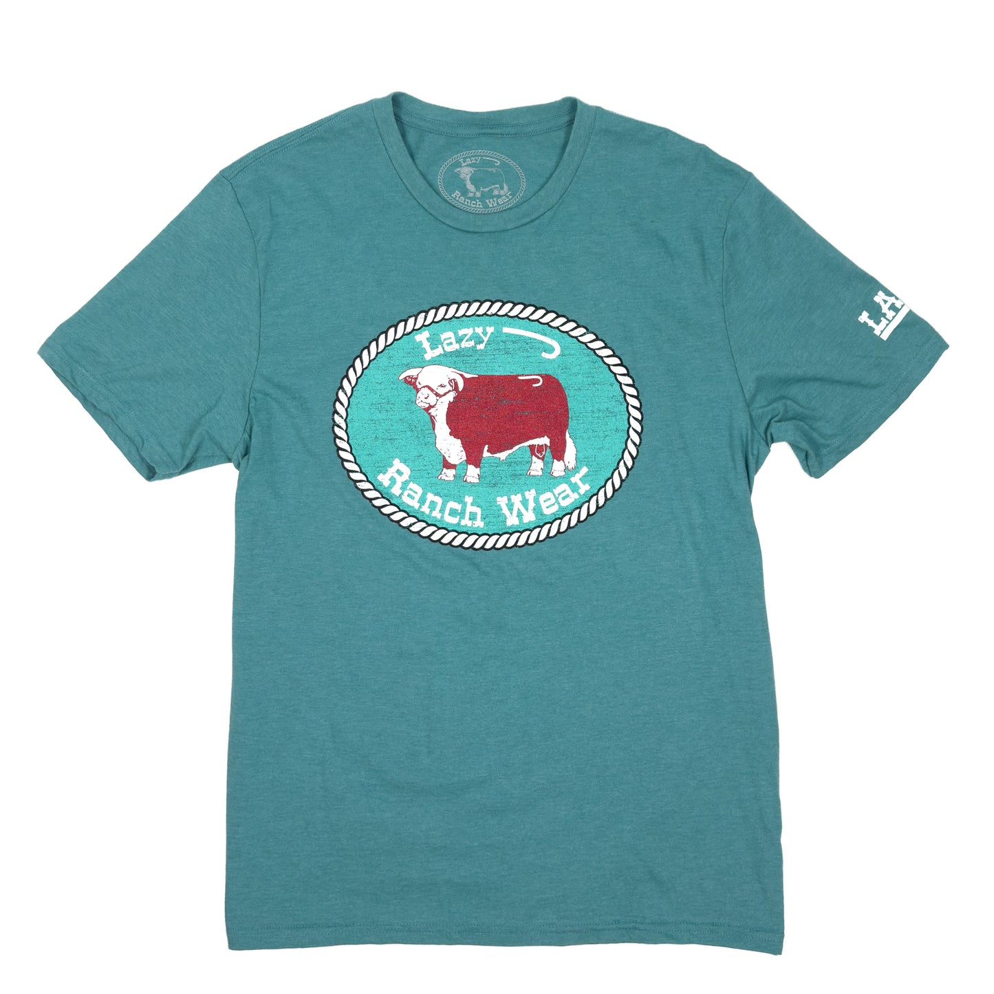 Lazy J Ranch Original Buckle Short Sleeve T-Shirt - Turquoise-