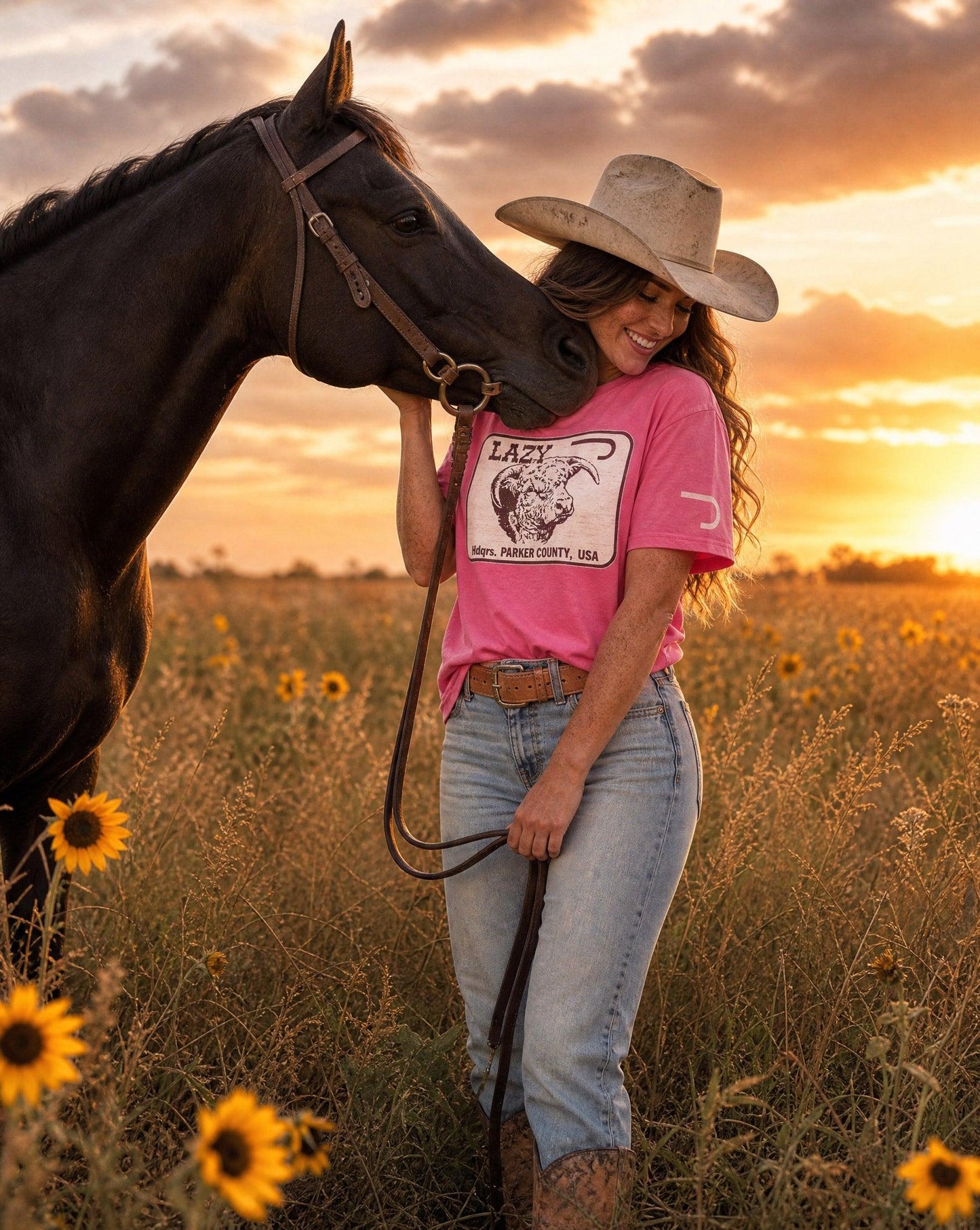 Lazy J Ranch Parker County Short Sleeve T-Shirt - Pink-