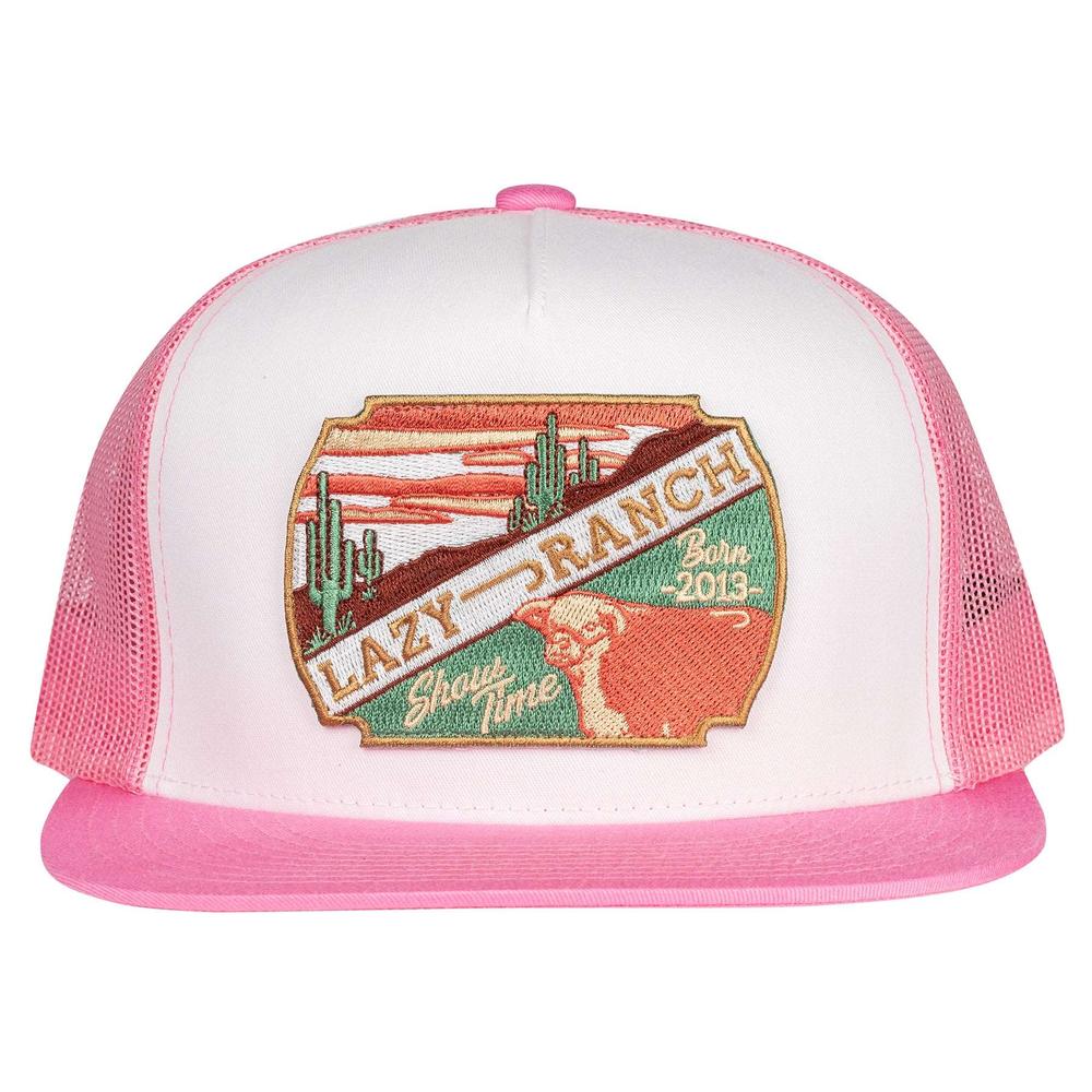 Lazy J Ranch Pink & White Desert Show Time Classic Five Panel Trucker Hat-Lazy J Ranch Wear