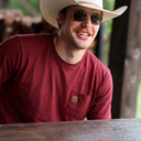 Lazy J Ranch Pocket T-Shirt - Maroon-
